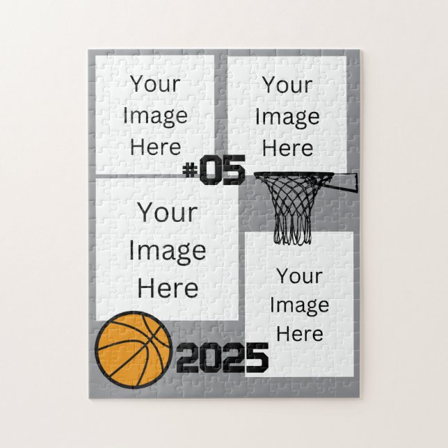 Baloncesto 4 Collage de fotos Jigsaw Puzzle Gray (Vertical)