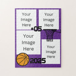 Baloncesto 4 Collage de fotos Jigsaw Puzzle purple