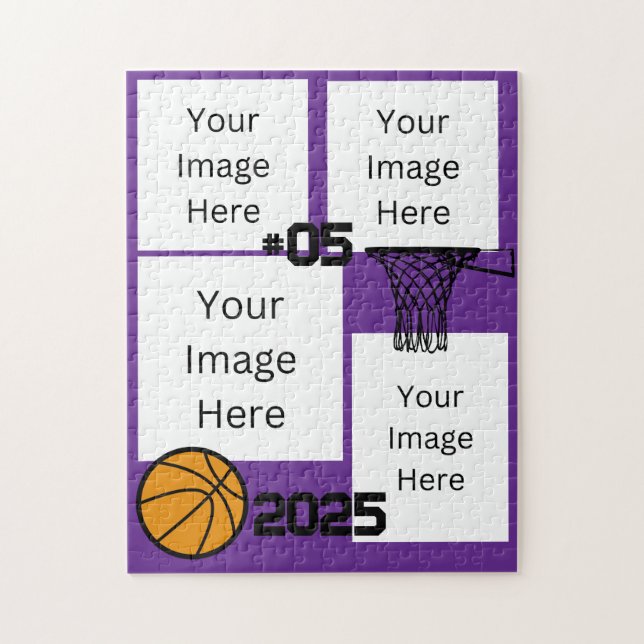 Baloncesto 4 Collage de fotos Jigsaw Puzzle purple (Vertical)