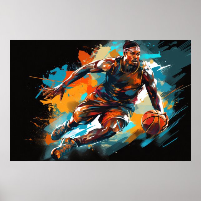 Baloncesto Acción pintura deportiva Resumen arte (Frente)