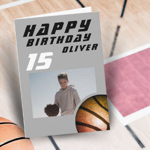 Baloncesto Ball Boy Foto Tarjeta de cumpleaños fel
