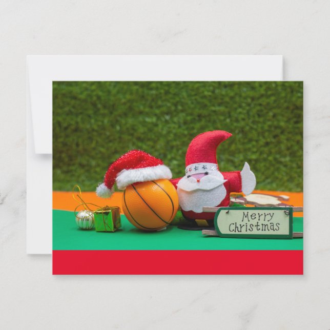 Baloncesto con Santa Hat con Feliz Navidad (Anverso)