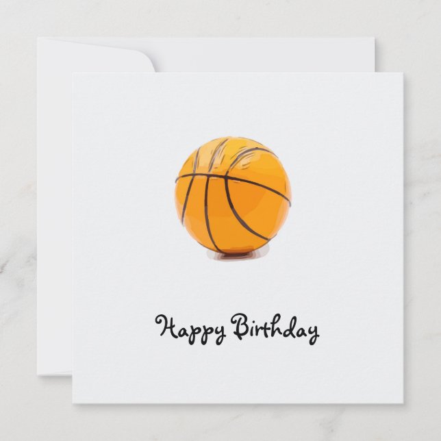 Baloncesto con tarjeta de cumpleaños feliz de fond (Anverso)