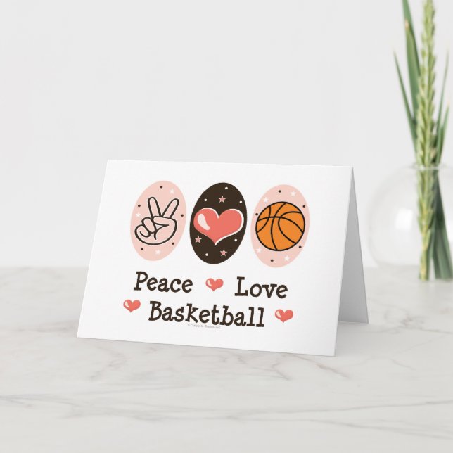 Baloncesto de amor por la paz Tarjeta de saludo en (Anverso)