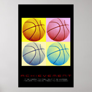 Baloncesto de logros motivacionales del arte pop