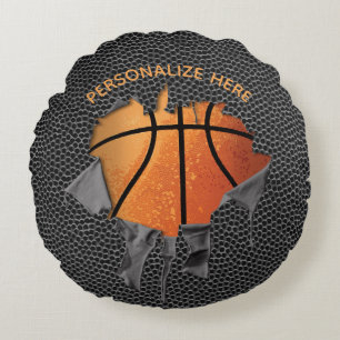Baloncesto desgarrado (texturado) Almohada redonda
