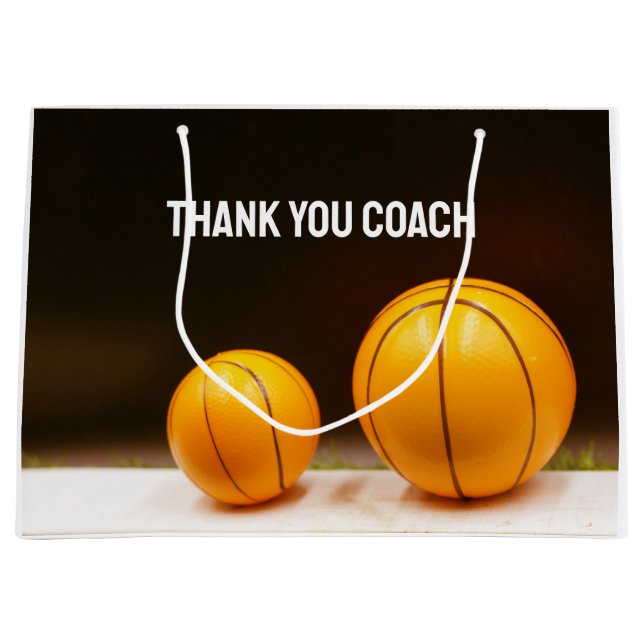Baloncesto gracias entrenador gran bolsa de regalo (Anverso)