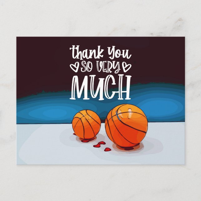 Baloncesto Gracias tarjeta con baloncesto (Anverso)