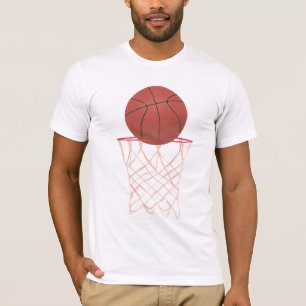 Baloncesto haciendo canasta, camisetas deportivos