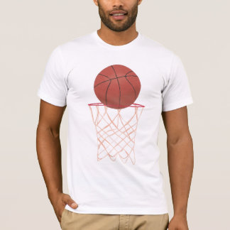 Baloncesto haciendo canasta, camisetas deportivos
