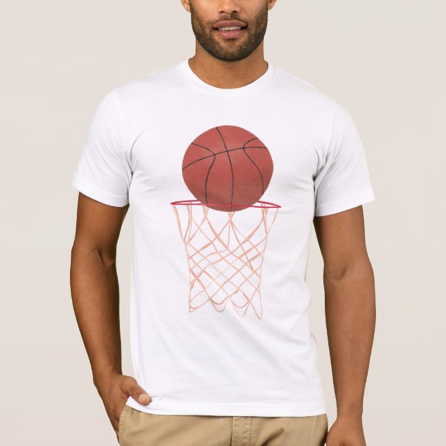 Baloncesto haciendo canasta, camisetas deportivos (Anverso)