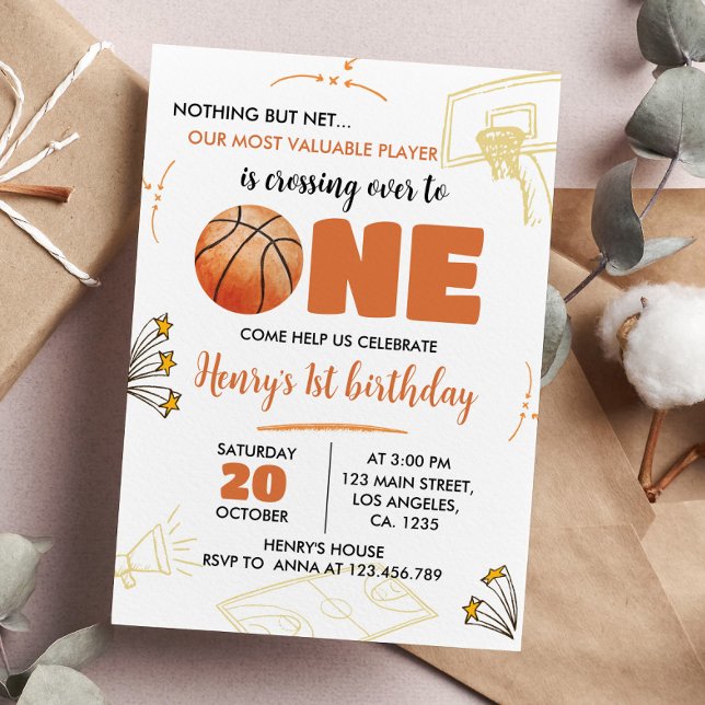 Baloncesto Invitación de cumpleaños 1 Fiesta depor (Subido por el creador)