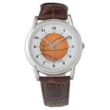 Baloncesto masculino clásico reloj de cuero marrón