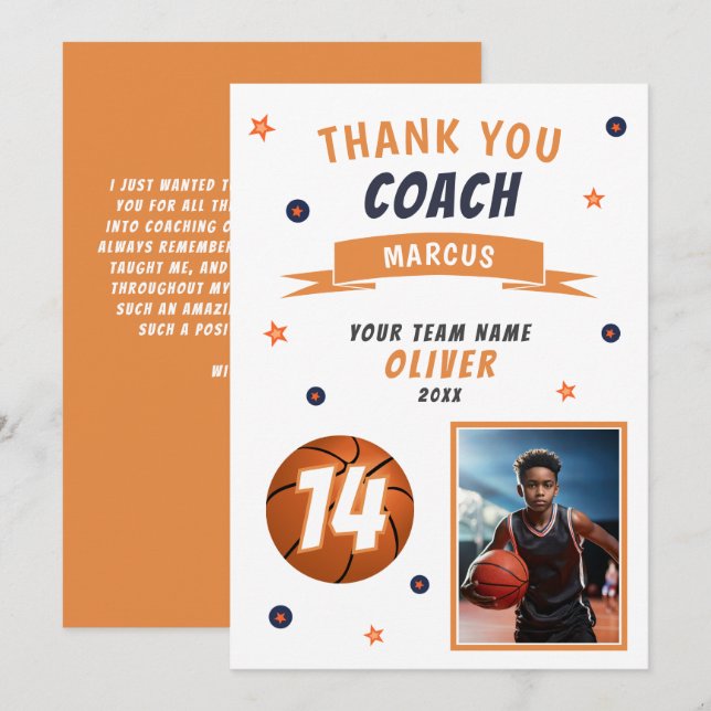 Baloncesto moderno Foto Tarjeta de entrenador (Anverso / Reverso)