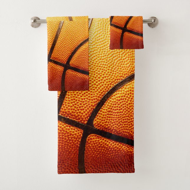 Baloncesto naranja Pimply, toallas de baño (In situ)