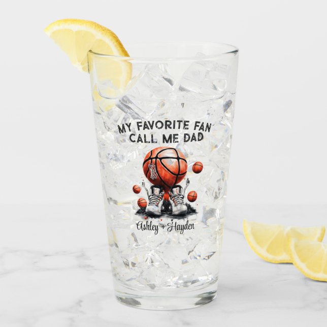Baloncesto personalizado con niños de nombre de pa (Anverso (hielo))