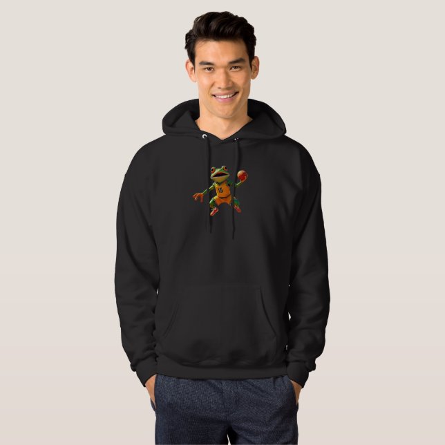 Baloncesto Rana hombres sudadera encapuchada negra (Anverso completo)