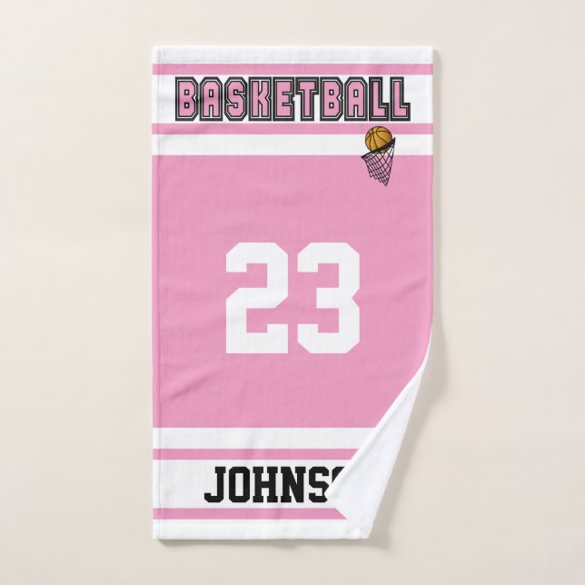 Baloncesto rosa y blanco 🏀 (Toalla de mano)