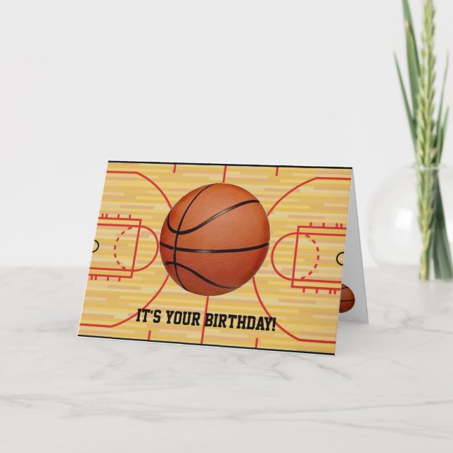 Baloncesto y tarjeta de cumpleaños de diseño de co (Anverso)