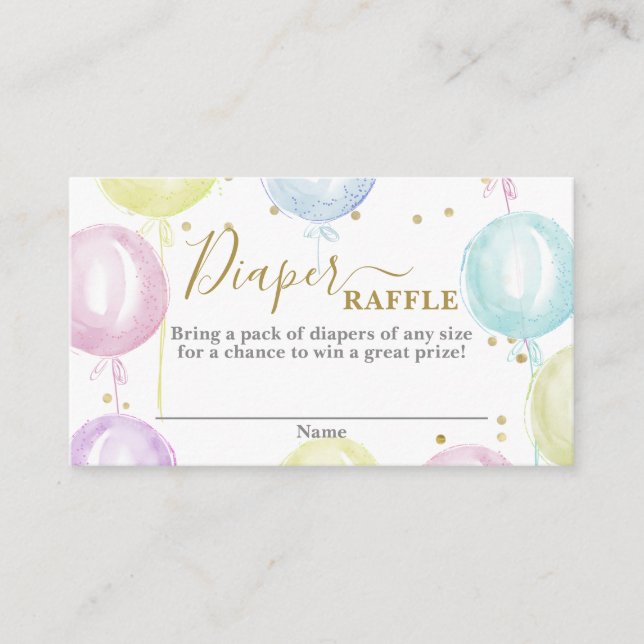 Balones de color Pastel Tarjeta Raffle Diaper (Anverso)