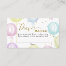 Balones de color Pastel Tarjeta Raffle Diaper