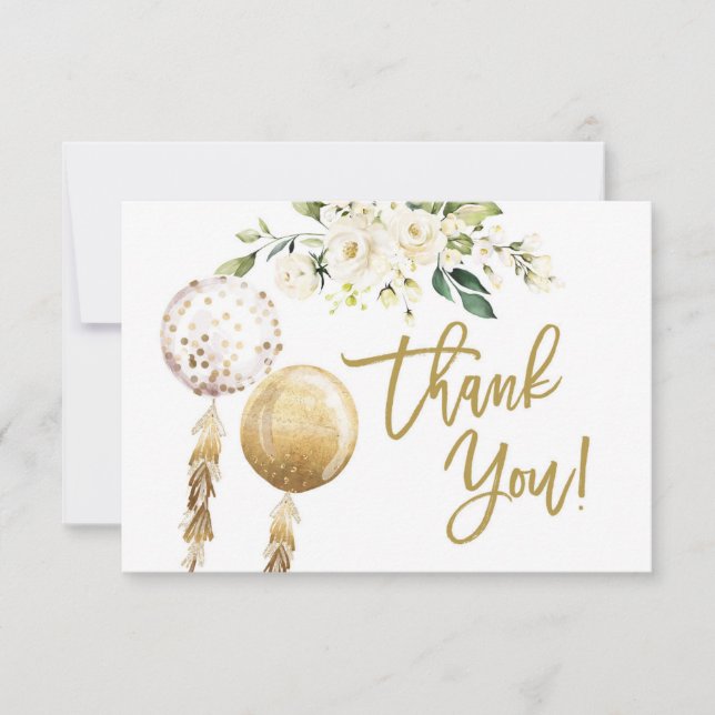 Balones ducha de bebé tarjeta de agradecimiento (Anverso)