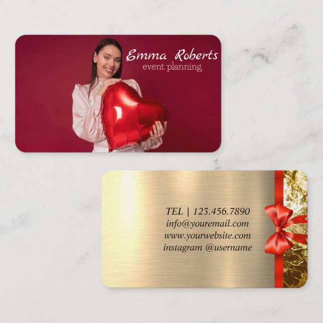 Balones rosas y blancos Tarjeta de negocios modern (Anverso / Reverso)