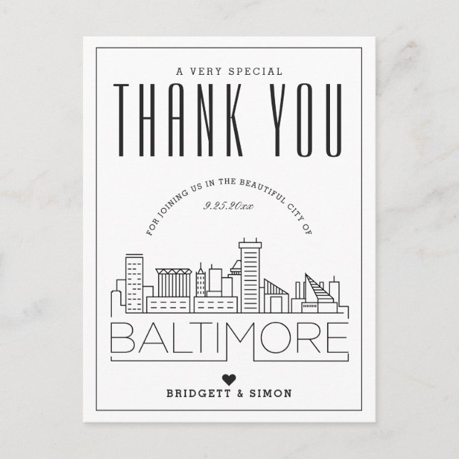 Baltimore Boda | Gracias por venir! Postal (Anverso)