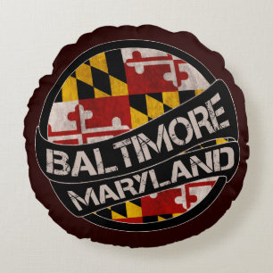 Baltimore Maryland bandera grunge almohada redonda