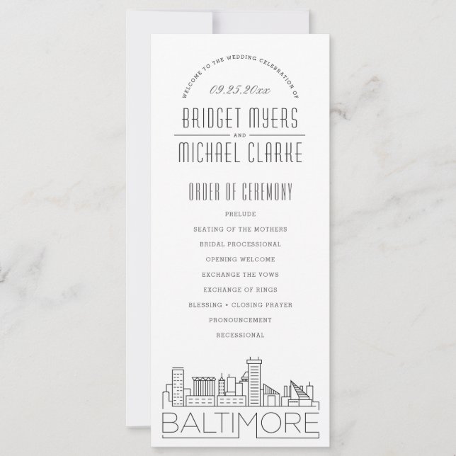 Baltimore | Programa de Boda Deco Moderno (Anverso)