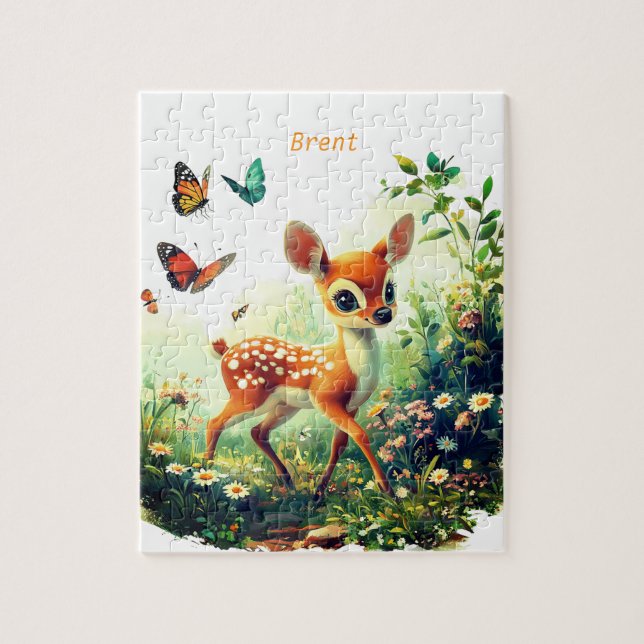 Bambi personalizado y rompecabezas de mariposas (Vertical)