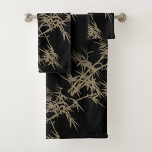 Bambú de oro elegante sobre negro