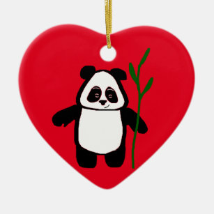 Bambú el ornamento del corazón de la panda