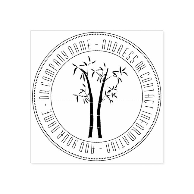 Bambú En El Marco Circular Sello De Madera (Impresión)