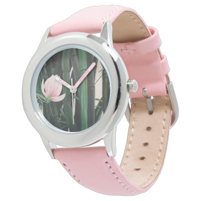 Bambú magnolias - reloj personalizado, banda de cu (Angular)