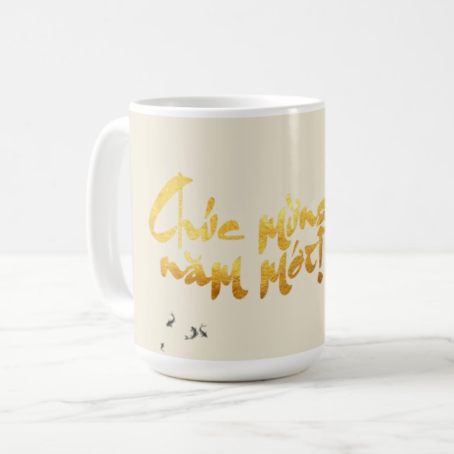 Bambú pesca la taza vietnamita de Año Nuevo (Anverso izquierdo)