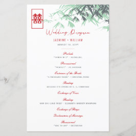 Bambú rojo/menta deja programa de matrimonio chino