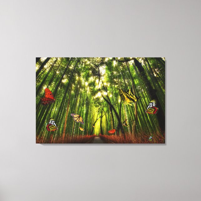 Bambú y mariposa Art 2 Lienzo envuelto (Anverso)