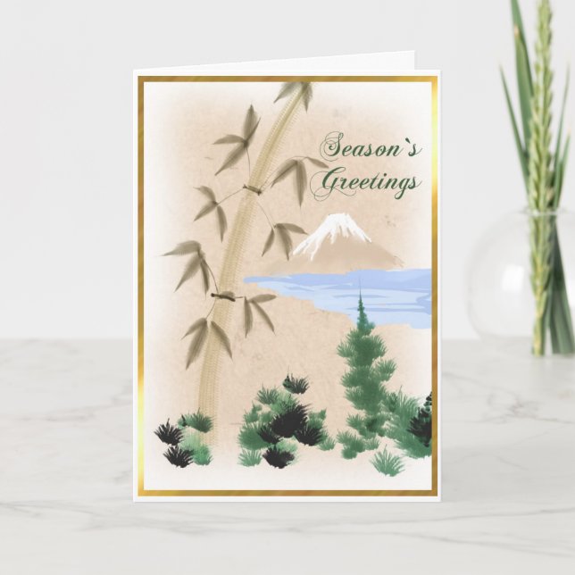 Bambú y tarjeta de felicitación japonesa del (Anverso)