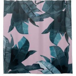 Banana Leaf Print Lilac Shower Cortina