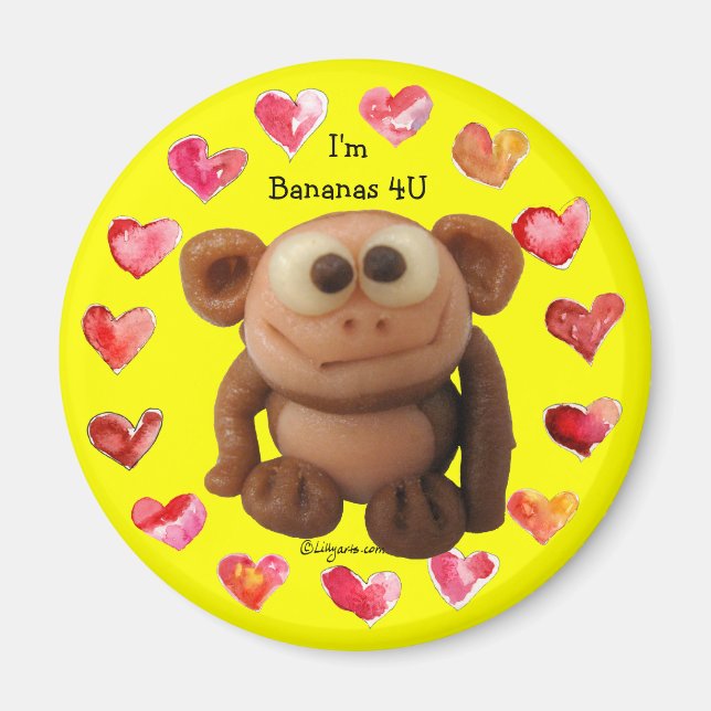 Bananas 4 U Amor Monos Imanes Personalizados (Frente)