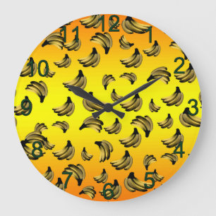 Bananas doradas amarillas, reloj de pared