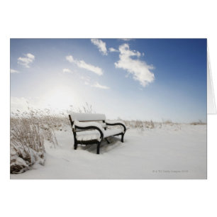 banco cubierto de nieve en el campo