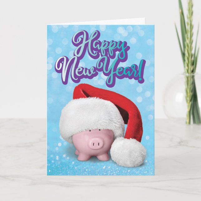 Banco Cuerdo con tarjeta de Año Nuevo Santa Hat (Anverso)