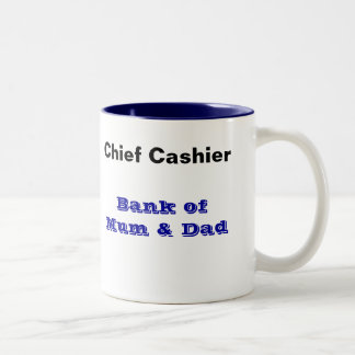 Banco de la taza de la mamá y del papá - cajero