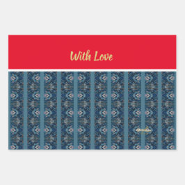 Banda azul en papel de envolver rojo - Adiela Akoo