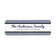 Banda azul y blanca - Etiqueta de dirección de ret