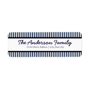 Banda azul y blanca - Etiqueta de dirección de ret