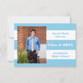 Banda azul y blanca - Invitación de graduación 3x5