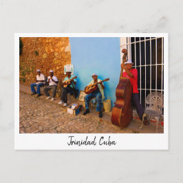Banda callejera en Trinidad, postal en Cuba